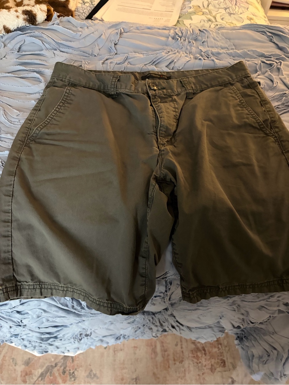 John Varvatos Olive Green Flat Front Men's Shorts